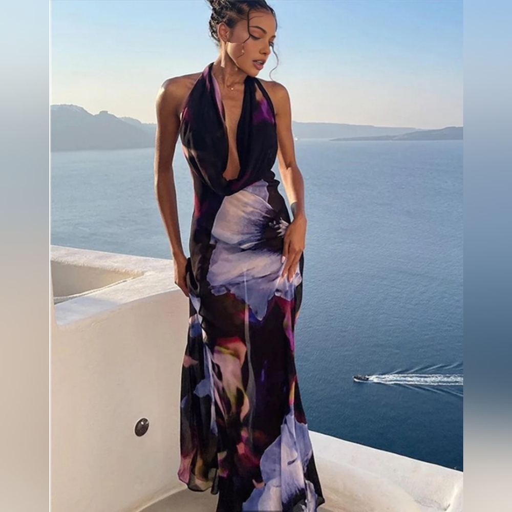 Commense Multicolor Backless Dress